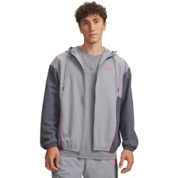 Яке Under Armour Mens Rival Woven Tracksuit Jacket - Steel Grey/Pink яке,мъжки,екипи,under,armour,men,s,rival,woven,tracksuit,jacket,steel,grey,pink