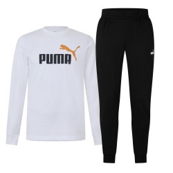 Анцуг Puma Mens Leisurewear Long Fleece Full Tracksuit - White/Black анцуг,мъжки,екипи,puma,men,s,leisurewear,long,fleece,full,tracksuit,white,black