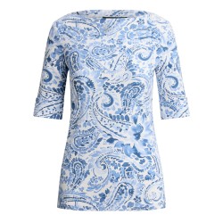 Дамска тениска Lauren by Ralph Lauren Womens Long Sleeve T-Shirt - WHITE/BLUE дамска,тениска,дамски,топове,lauren,by,ralph,lauren,women,s,long,sleeve,t,shirt,white,blue