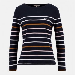 фланелка,с,дълъг,ръкав,дамски,топове,barbour,hawkins,striped,long,sleeved,top,navy,stripe