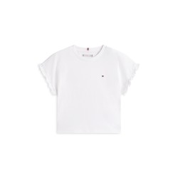Къса блуза Tommy Hilfiger Kids Essential Crop Top - White YBR къса,блуза,tommy,hilfiger,kids,essential,crop,top,white,ybr