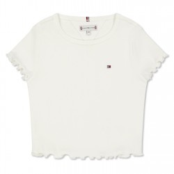 къса,блуза,детски,3/4,панталони,tommy,hilfiger,kids',essential,rib,short,sleeve,crop,top,white,ybr