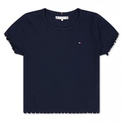 къса,блуза,детски,3/4,панталони,tommy,hilfiger,kids',essential,rib,short,sleeve,crop,top,night,navy,c1g