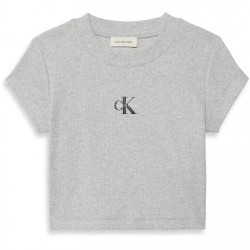 бебешка,къса,блуза,дамски,топове,calvin,klein,jeans,women's,ckj,mono,baby,t,crop,top,grey,heather