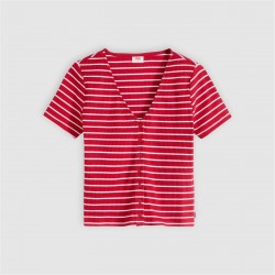 тениска,дамски,топове,levis,short,sleeve,striped,t,shirt,red,stripe