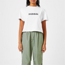 Тениска Napapijri Boxy Cropped T Shirt - White тениска,дамски,топове,napapijri,boxy,cropped,t,shirt,white
