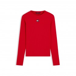 Тениска Tommy Jeans TJ Bdg LS T-Shirt Ld64 - Lavish Red тениска,дамски,топове,tommy,jeans,tj,bdg,ls,t,shirt,ld64,lavish,red