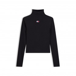 дамска,тениска,дамски,топове,tommy,jeans,women,s,badge,cotton,roll,neck,long,sleeve,t,shirt,black