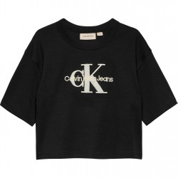 юношеска,тениска,детски,облекла,calvin,klein,jeans,cropped,logo,t,shirt,juniors,ck,black,beh