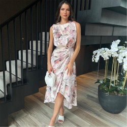 рокля,дамски,поли,и,рокли,ax,paris,gathered,midi,dress,with,shoulder,pads,blush