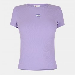 Тениска Tommy Jeans Women's TJ Badge Rib Regular Fit T-Shirt - Ophelia Purple тениска,дамски,топове,tommy,jeans,women's,tj,badge,rib,regular,fit,t,shirt,ophelia,purple