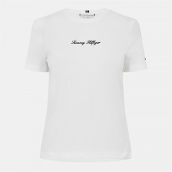 тениска,дамски,топове,tommy,hilfiger,women's,script,short,sleeve,regular,fit,t,shirt,ecru