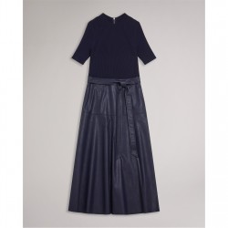 Рокля Ted Baker Ted Mock midi dress Ld54 - Dk-Blue рокля,дамски,поли,и,рокли,ted,baker,ted,mock,midi,dress,ld54,dk,blue