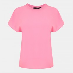 тениска,дамски,топове,french,connection,women's,crepe,crew,neck,t,shirt,60,aurora,pink