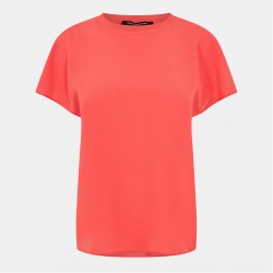тениска,дамски,топове,french,connection,women's,crepe,crew,neck,regular,fit,t,shirt,cayenne,red