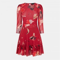 Рокля Ted Baker Ted Mesh Midi Dress Ld54 - Red рокля,дамски,поли,и,рокли,ted,baker,ted,mesh,midi,dress,ld54,red