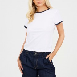 тениска,дамски,тениски,дамски,топове,brave,soul,ringer,t,shirt,white,navy
