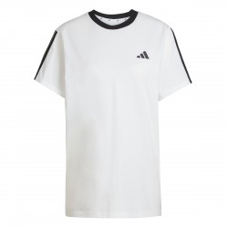 Дамска тениска adidas Essentials 3 Stripe T-Shirt Womens - White/Black дамска,тениска,дамски,горнища,размер+,adidas,essentials,3,stripe,t,shirt,womens,white,black