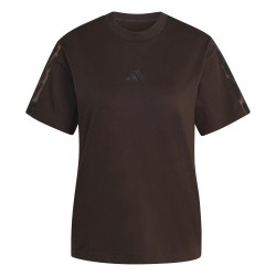 Дамска тениска adidas Essentials 3 Stripe T-Shirt Womens - Brown/Leopard дамска,тениска,дамски,горнища,размер+,adidas,essentials,3,stripe,t,shirt,womens,brown,leopard