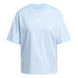 Дамска тениска adidas Essentials 3 Stripe T-Shirt Womens - Glow Blue дамска,тениска,дамски,горнища,размер+,adidas,essentials,3,stripe,t,shirt,womens,glow,blue