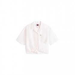 риза,дамски,ризи,tommy,jeans,women's,short,sleeve,plain,shirt,ecru