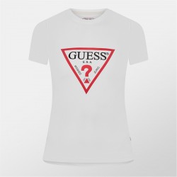 тениска,дамски,топове,guess,triangle,logo,t,shirt,pure,white