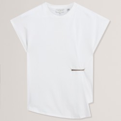 дамска,тениска,ted,baker,womens,metal,trim,t,shirt,white