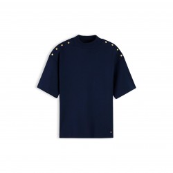 Тениска Tommy Hilfiger Tommy Gld Btn HN Tee Ld64 - Dark Blue тениска,дамски,топове,tommy,hilfiger,tommy,gld,btn,hn,tee,ld64,dark,blue