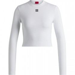 тениска,дамски,топове,hugo,long,sleeve,logo,t,shirt,white