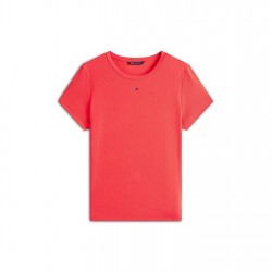 тениска,дамски,топове,tommy,jeans,short,sleeve,logo,ribbed,t,shirt,red,alert