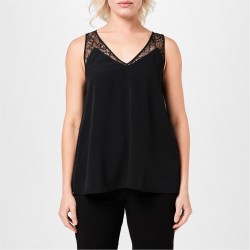 дамски,потник,дамски,топове,french,connection,french,connection,lace,trim,vest,womens,black
