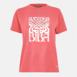 тениска,дамски,топове,biba,logo,t,shirt,coral,pink