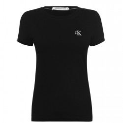 тениска,дамски,топове,calvin,klein,jeans,calvin,embroidered,logo,slim,fit,t,shirt,ck,black