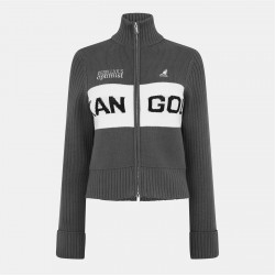 жилетка,дамски,плетени,дрехи,дамски,топове,kangol,logo,turtleneck,rib,knitted,full,zip,cardigan,black