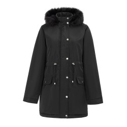 Дамски анорак Miso Womens Full Zip Hooded Long Sleeve 2 Pockets Parka - Black дамски,анорак,miso,women,s,full,zip,hooded,long,sleeve,2,pockets,parka,black