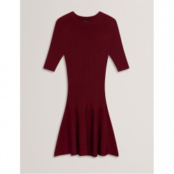 Рокля Ted Baker Ted SS Knitted Dress Ld54 - Maroon рокля,дамски,поли,и,рокли,дамски,плетени,дрехи,ted,baker,ted,ss,knitted,dress,ld54,maroon