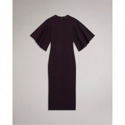 рокля,дамски,поли,и,рокли,дамски,плетени,дрехи,ted,baker,flute,midaxi,dress,dk,red