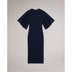 рокля,дамски,поли,и,рокли,дамски,плетени,дрехи,ted,baker,flute,midaxi,dress,navy