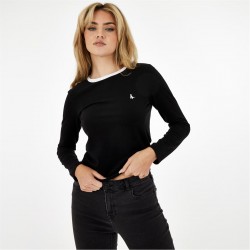 тениска,дамски,топове,jack,wills,trinkey,long,sleeve,ringer,t,shirt,black