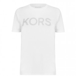 Тениска MICHAEL MICHAEL KORS Stud Crew Neck T Shirt - White тениска,дамски,топове,michael,michael,kors,stud,crew,neck,t,shirt,white