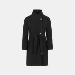Biba Womens Billie Belted Long Sleeve Mid-Length Overcoat - Black biba,womens,billie,belted,long,sleeve,mid,length,overcoat,black