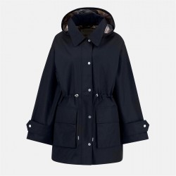 Barbour Women's Fallyn Showerproof Rain Anorak - Navy/Tartan дамски,якета,и,палта,barbour,women's,fallyn,showerproof,rain,anorak,navy,tartan