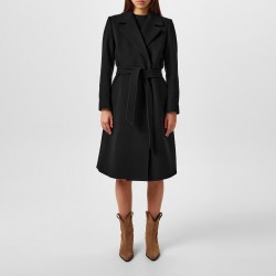 Barbour Womens Clodagh Wool Mid-Length Trench Overcoat - Black дамски,якета,и,палта,barbour,women,s,clodagh,wool,mid,length,trench,overcoat,black
