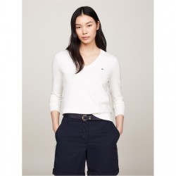 блуза,дамски,плетени,дрехи,tommy,hilfiger,heritage,v,neck,sweater,ecru,ybl