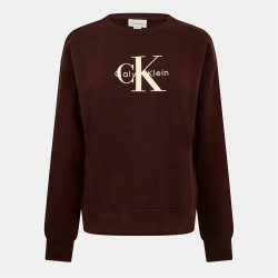 блуза,дамски,горнища,с,качулка,дамски,ежедневни,облекла,calvin,klein,jeans,women's,cotton,crew,sweatshirt,mocha,brown