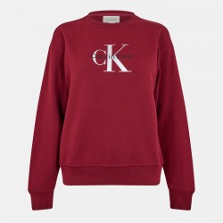 блуза,дамски,горнища,с,качулка,дамски,ежедневни,облекла,calvin,klein,jeans,women's,cotton,crew,sweatshirt,renaissance,red