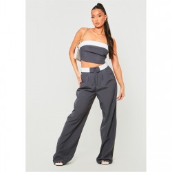 панталони,missy,empire,satin,fold,over,waist,wide,leg,trousers,charcoal