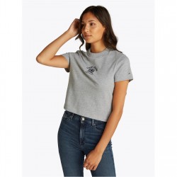 тениска,дамски,топове,tommy,jeans,women's,varsity,crest,crew,neck,t,shirt,grey,htr