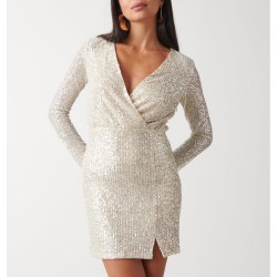 Рокля Pretty Lavish Dulcie Sequin Mini Dress - Silver рокля,дамски,поли,и,рокли,pretty,lavish,dulcie,sequin,mini,dress,silver