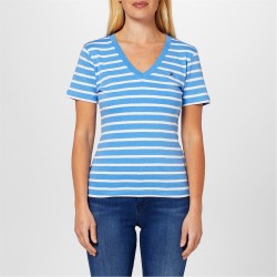 тениска,дамски,топове,tommy,hilfiger,v,neck,striped,t,shirt,breton,blue